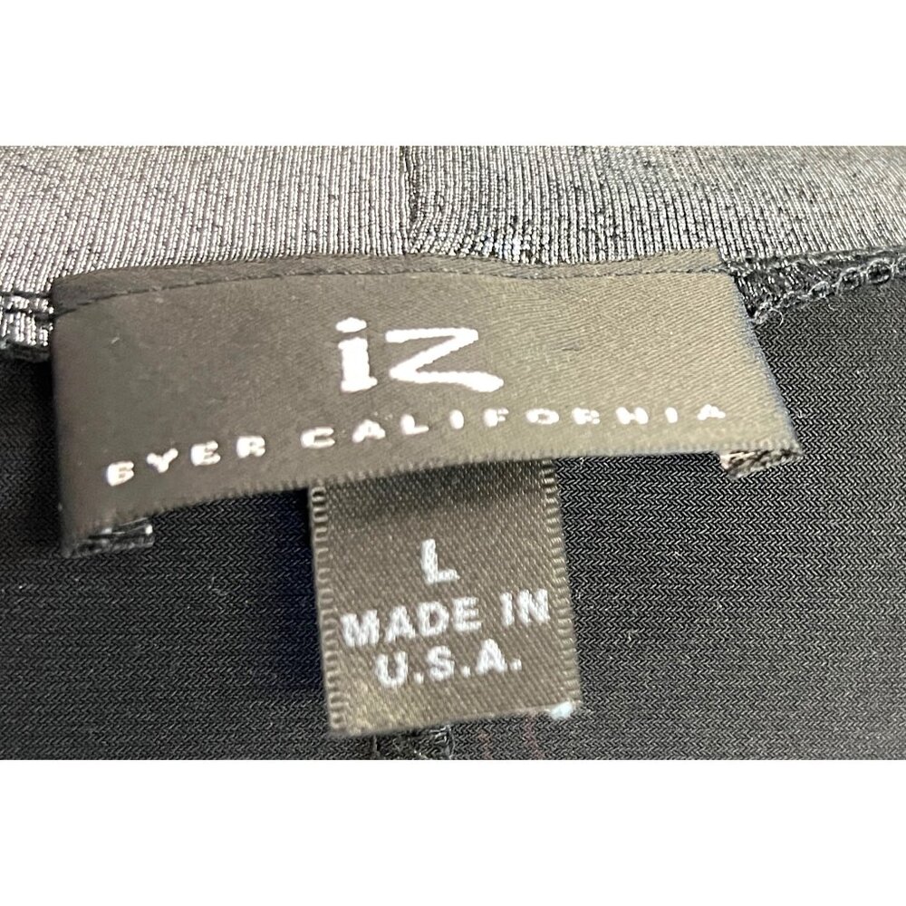 Iz Byer California Black & Silver Tunic Top Large Short Sleeve Scoop Neck - Picture 3 of 5